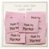 Go Handmade Vævet Label, Dobbeltsidet, Pink, 35 x 19 mm, 10 stk